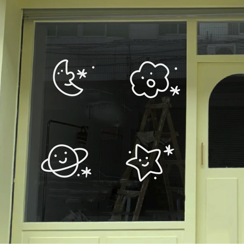 可爱星空图案贴画 ins风简约简笔客厅阳台镜子玻璃门防撞墙贴纸