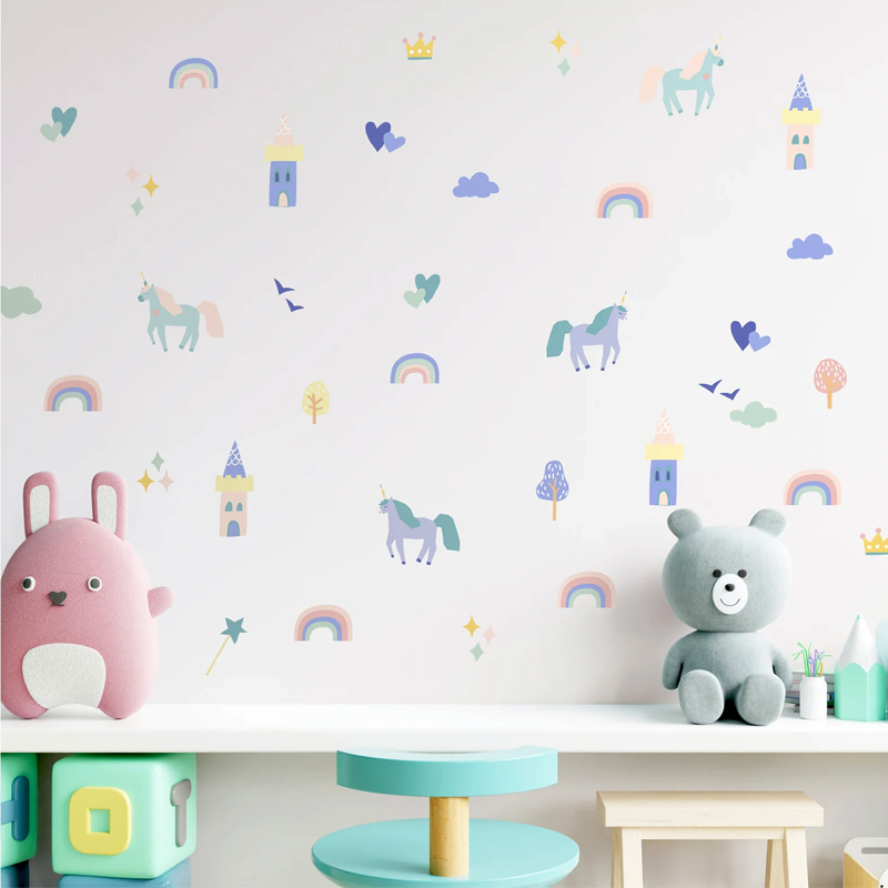 北欧ins动物气球独角兽兔子大象幼儿园儿童房间卧室温馨画墙贴纸图片