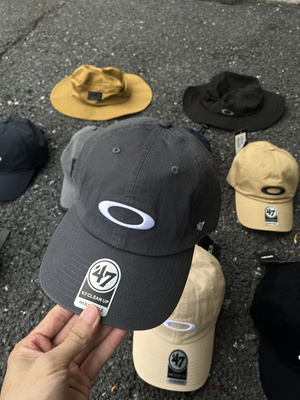 oakley联名款棒球帽vintage日系47刺绣鸭舌帽复古棒球帽健身帽