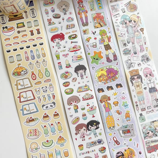 分装-北北村原创古早切膜贴纸卷可爱卡通防水手账贴纸手机壳装饰