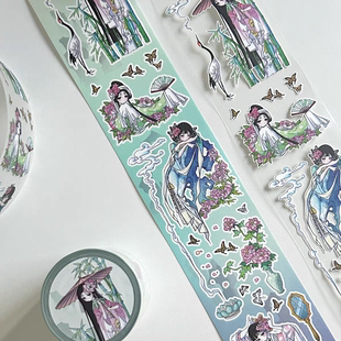 分装-北北村原创中式美学艺术切膜防水贴纸卷手帐素材装饰手机壳