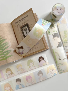 分装-北北村原创温暖治愈风景人物和纸特油胶带手帐拼贴装饰可爱