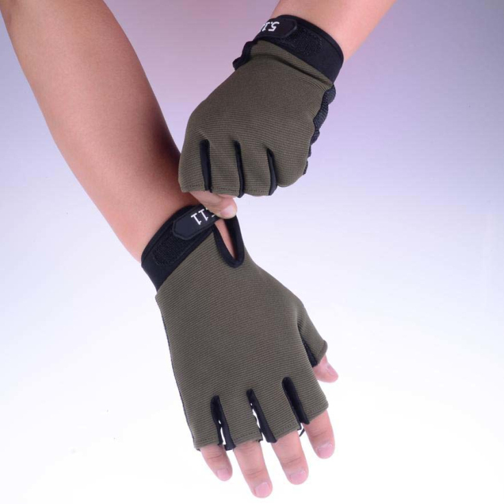 骑行防滑户外CS手套男士透气薄开车战术健身运动半指手套夏黑鹰