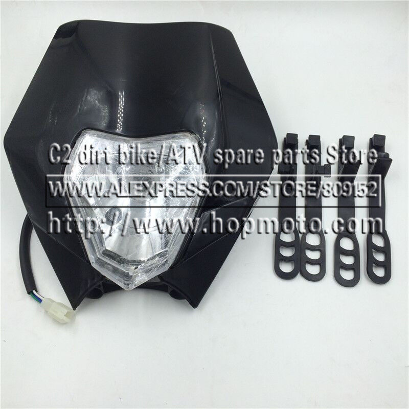 新款KTM前大灯 华洋 波速尔 越野摩托车改装川崎鬼脸大灯前大灯罩