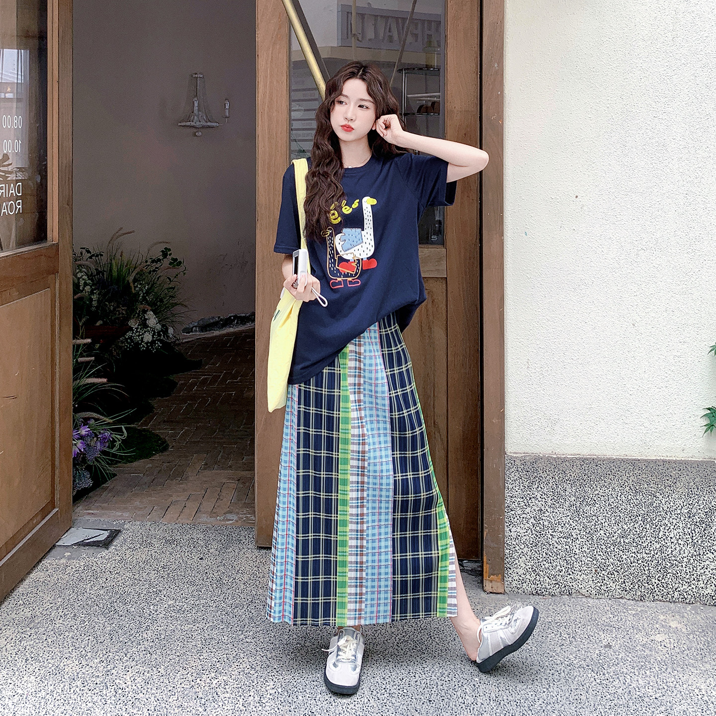 设计感印花T恤套装裙女