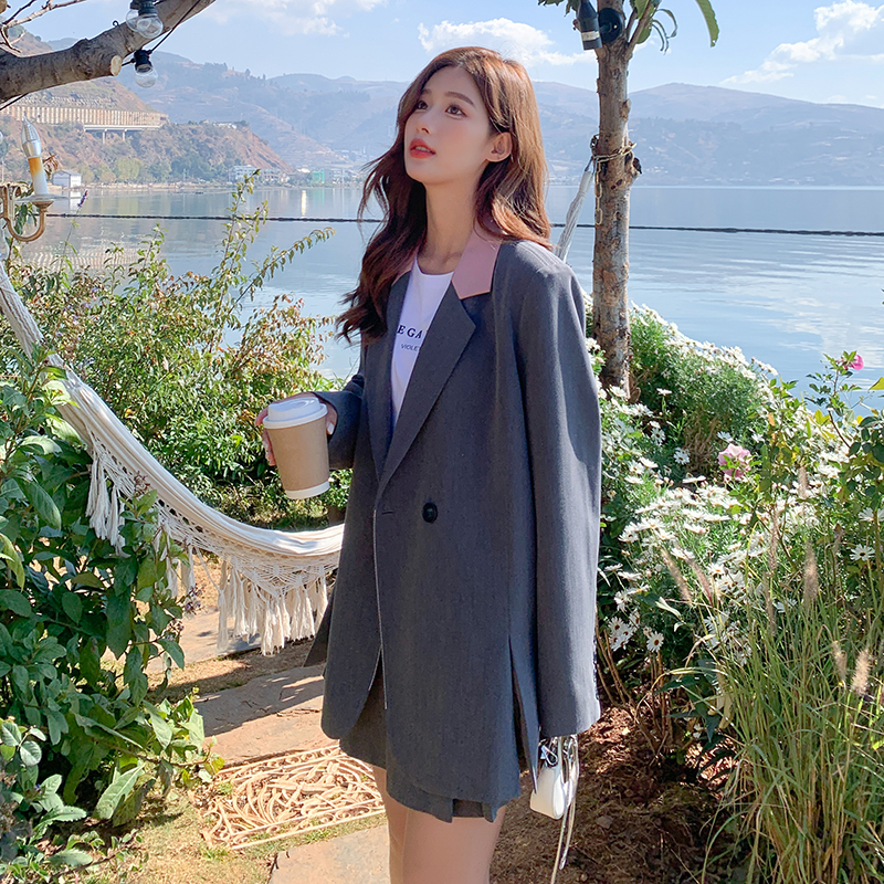 小个子短款西装外套女2025年新款春装英伦学院风百褶裙小西服套装