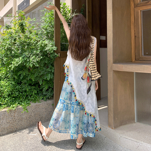 新款 法式 裙女2025夏季 绝美度假风罩衫 超好看碎花半身裙两件套 套装