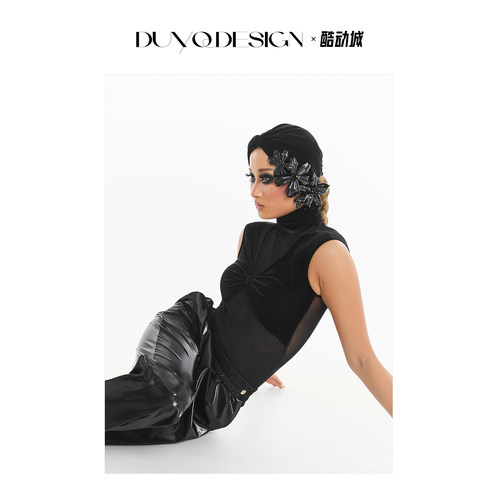 009女士蝴蝶结拉丁舞练功服