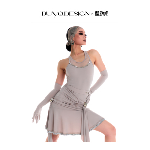 DUYQ 013原创设计吊带上衣国标女士拉丁舞练功服 山醒春殇拉丁