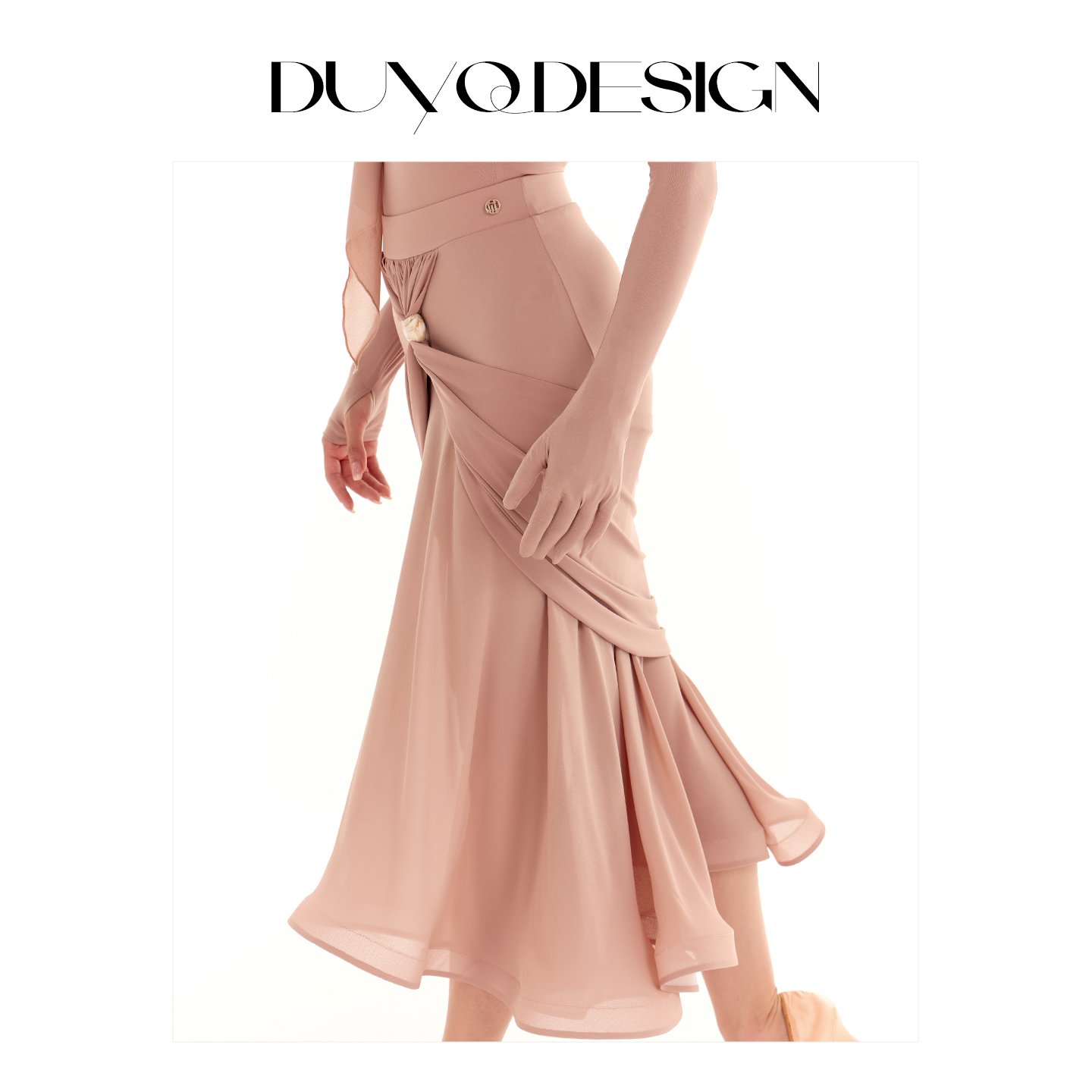 DUYQ《双生花摩登》002包臀鱼骨大摆半身裙国标舞摩登成人练习服