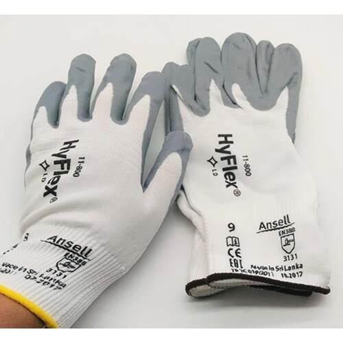 正品Ansell 安思尔 Hyflex11-800掌部涂发泡丁腈手套涂层防护手套