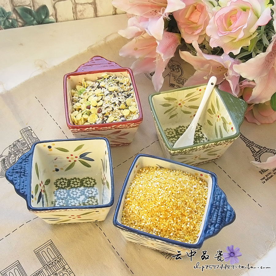 陶瓷餐具套装手绘釉下料理碗焗土豆泥蒸蛋羹甜品碗格情侣布丁蛋糕