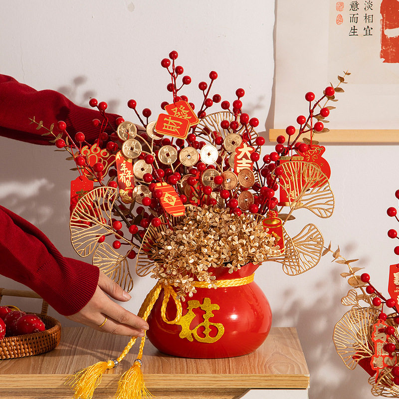 2026新年装饰品发财果树年宵花福桶摆件家用客厅桌面马年氛围布置,家居饰品,福桶,淘宝优惠券,粉丝福利购,淘宝优惠卷