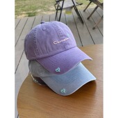 美式 大头紫色软顶棒球帽子女宽帽檐大脸显脸小情侣出游鸭舌帽潮帽
