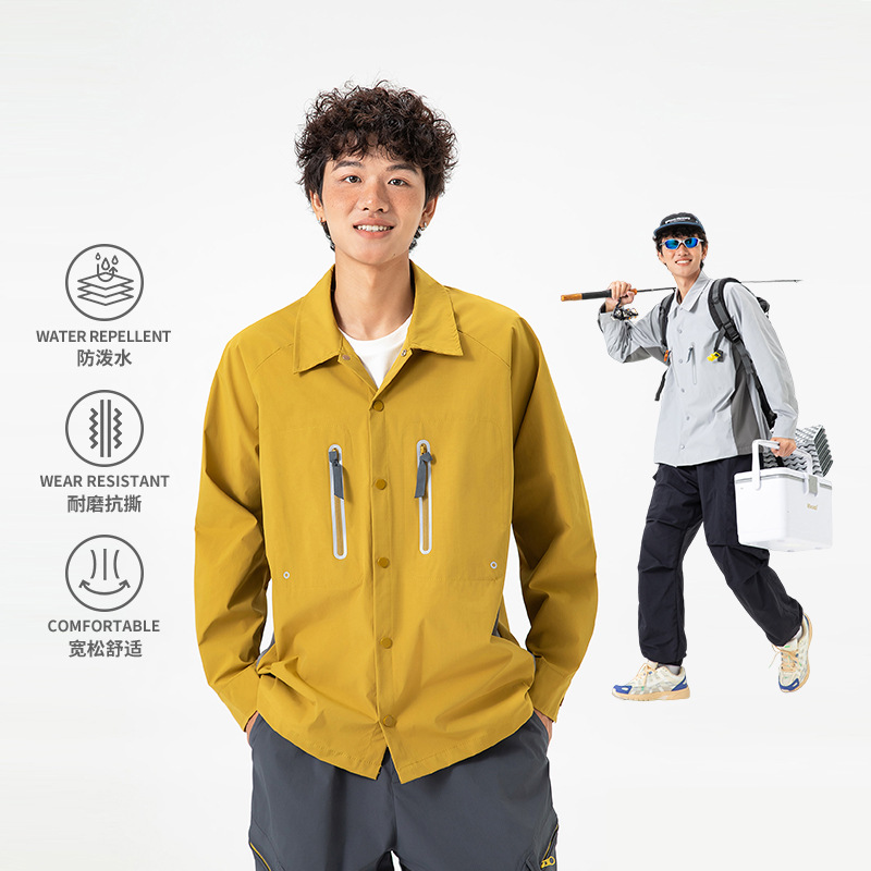 潮牌户外三防泼水长袖衬衫男女反光拉链设计轻量化衬衣外套休闲衣