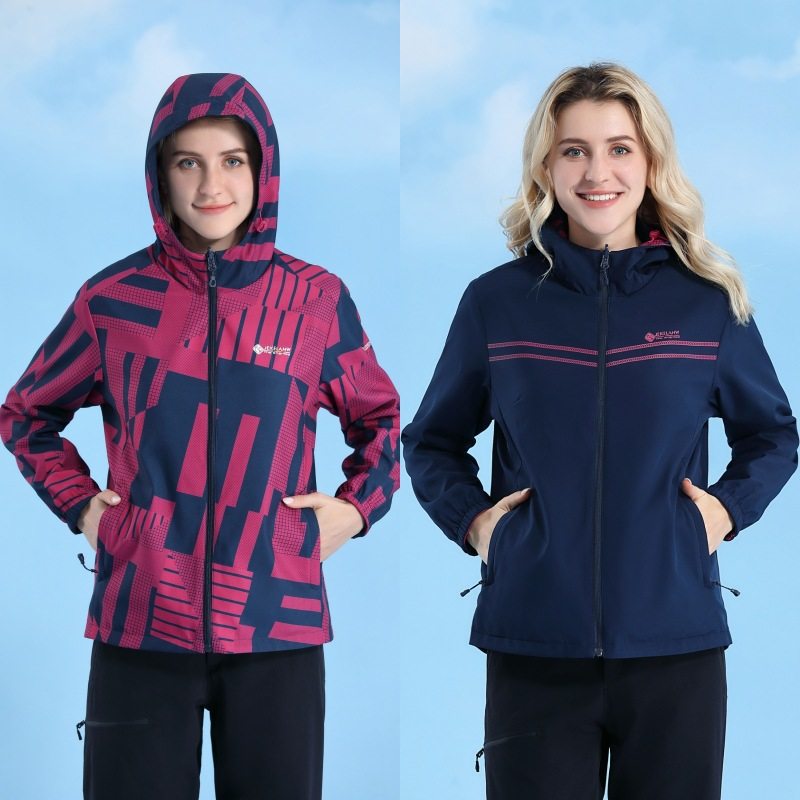 爆款双面穿冲锋衣女士春秋户外登山风衣夹克连帽外套跨境,户外/登山/野营/旅行用品,软壳衣裤套装,淘宝优惠券,粉丝福利购,淘宝优惠卷