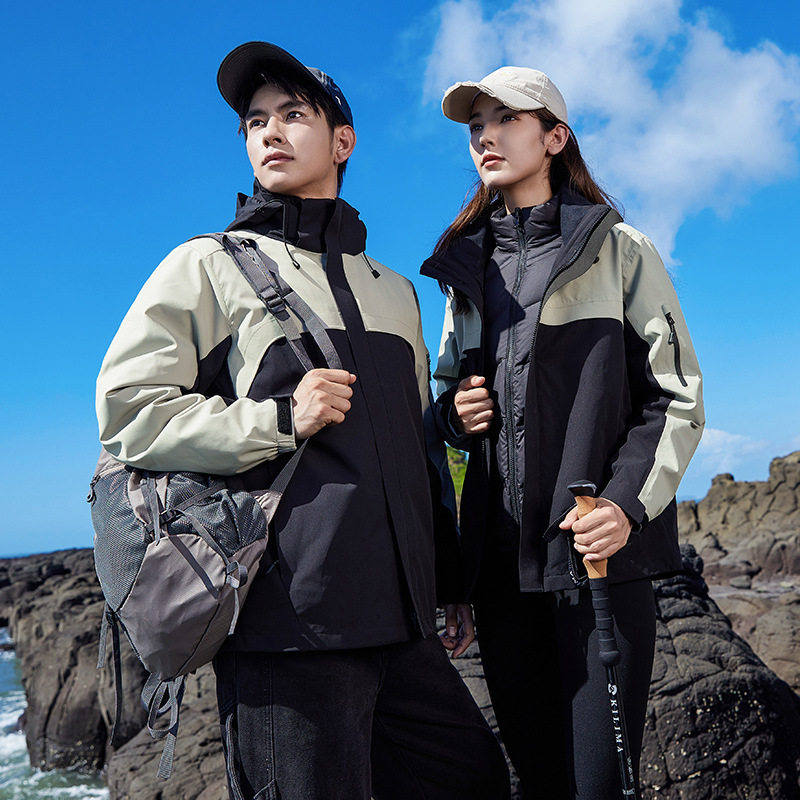 国标GB32614冲锋衣女三合一羽绒两件套户外登山服男防风防水外套