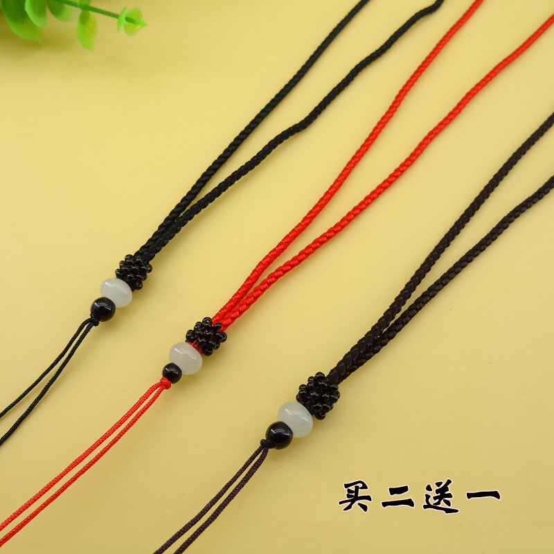 高档玛瑙手工编织项链挂绳黑曜石翡翠玉坠水晶玉佩吊坠挂件绳子女