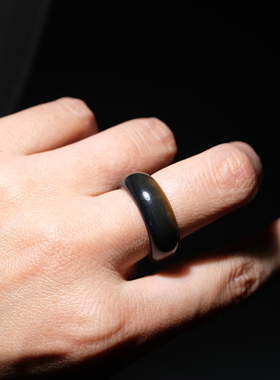 住朴-和田玉戒指新疆且末三色料指环圈号15#