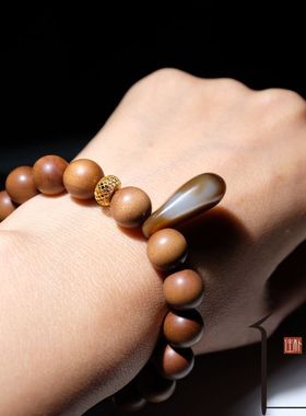 住朴黑肉沉水手串且末料配件