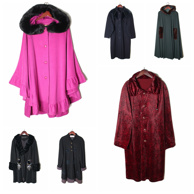 vintage日本制 高端中古复古毛领毛呢中长款混羊绒羊毛大衣外套 R