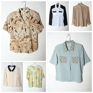 软妹 日系 复古巴洛克 文艺宽松长短袖 古着 女衬衫 Vintage