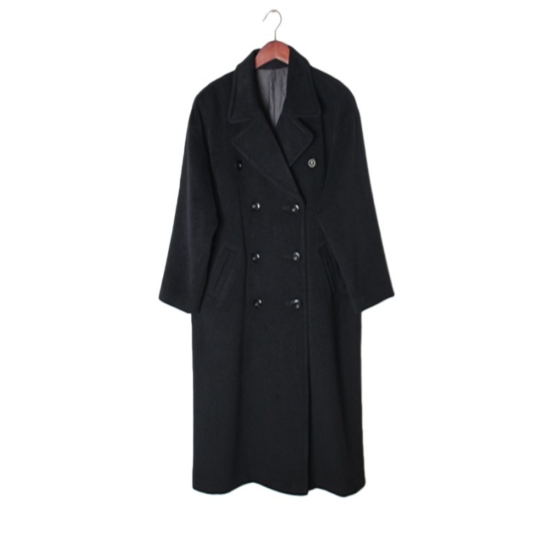 vintage日本制 高端中古复古毛领毛呢中长款混羊绒羊毛大衣外套 W
