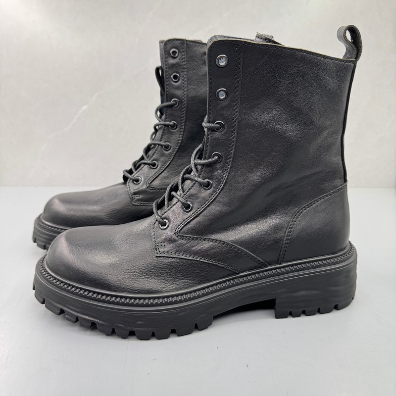 真皮男靴美式拉链中帮靴