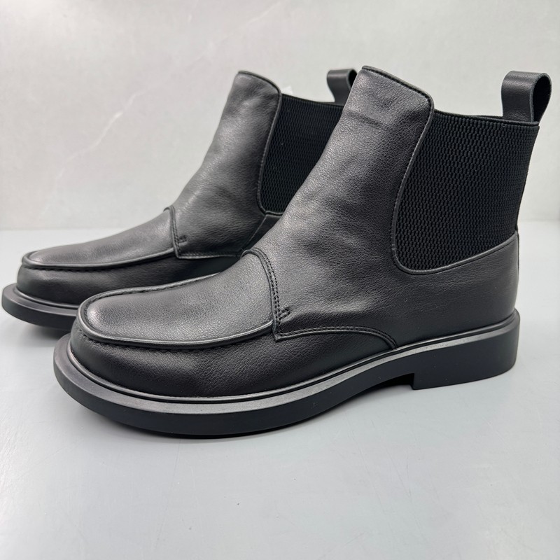 真皮男靴羊毛保暖套脚切尔西靴