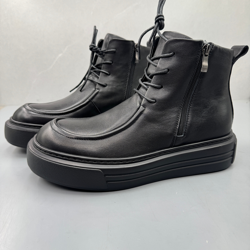 真皮男复古高帮鞋拉链百搭马丁靴