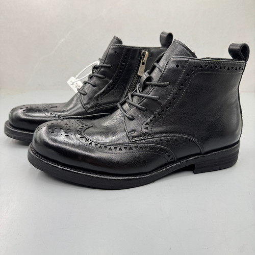 水洗牛皮男短靴拉链固特异马丁靴