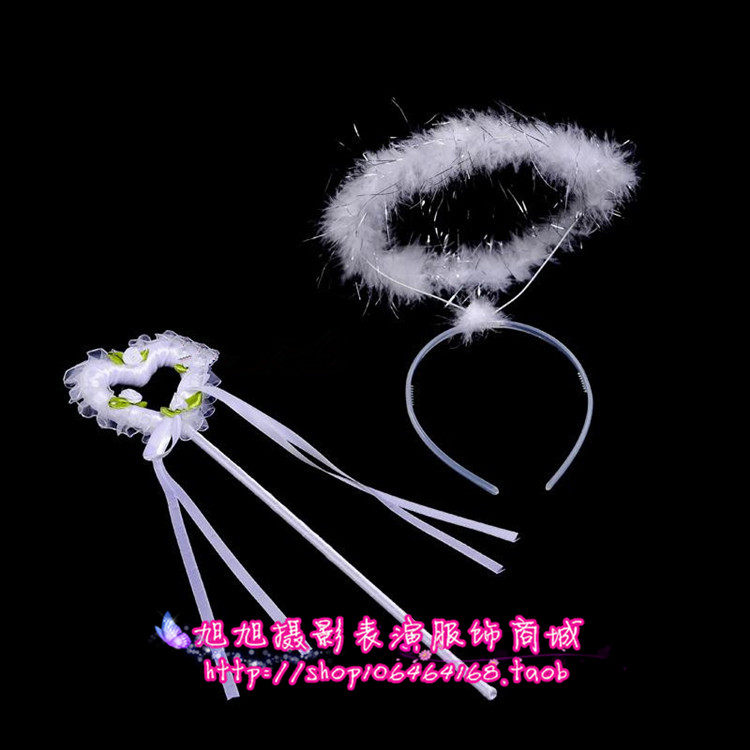 万圣节桃心仙女棒 公主魔法棒天使圈天使翅膀幼儿童节小魔仙面具