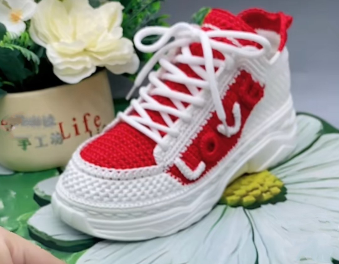 爱的誓言成品鞋纯手工钩织女士休闲鞋时尚运动鞋