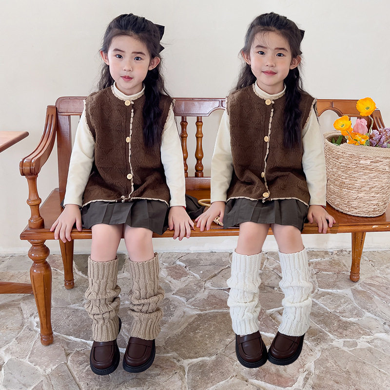 女童日系堆堆袜麻花毛线文艺风宝宝保暖袜洛丽塔针织袜套厂家