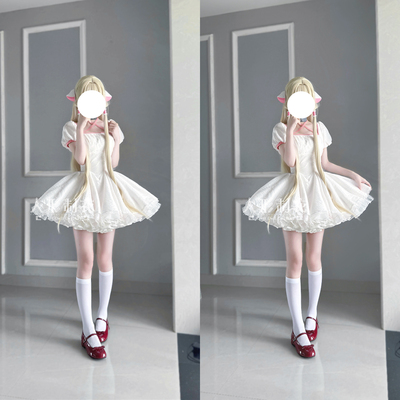 定金！小叽cos人形电脑天使心cosplay粉白连衣裙Chobits服装女