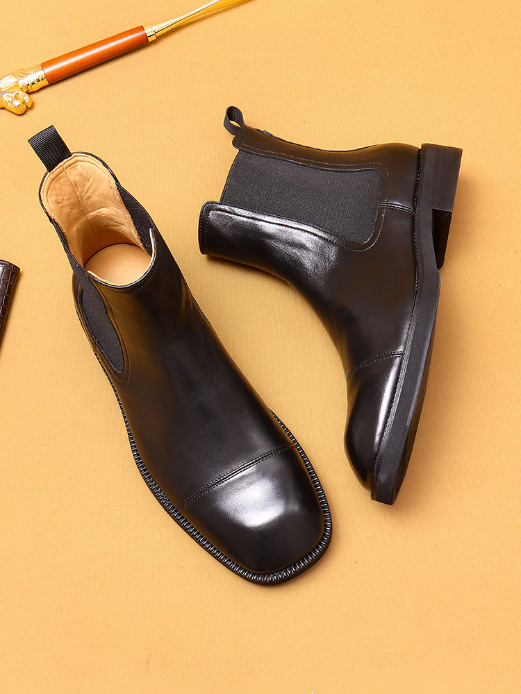 PREMIUM MARTIN BOOTS MENS 2023 NEW BRITISH STYLE CHELSEA BOOTS MID-TOP NO SHOELACES MENS HIGH-TOP LEATHER SHOES