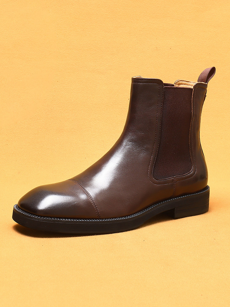 PREMIUM MARTIN BOOTS MENS 2023 NEW BRITISH STYLE CHELSEA BOOTS MID-TOP NO SHOELACES MENS HIGH-TOP LEATHER SHOES
