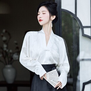 汉服女2024新款唐装中式女装中国风新中式衬衣国风马面裙搭配上衣