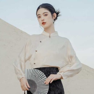 汉服女款唐装套装中国风改良旗袍立领古风上衣复古民国新中式女装