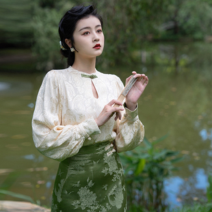 汉服女款唐装外套复古中国风女装改良旗袍盘扣上衣国风新中式套装