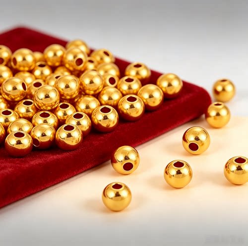 鑫大师黄金足金999黄金[M]转运珠小金珠散珠串珠光面3D硬金路路通