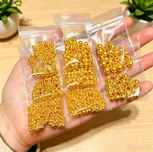 鑫大师黄金足金999黄金[N]转运珠小金珠散珠串珠光面3D硬金路路通