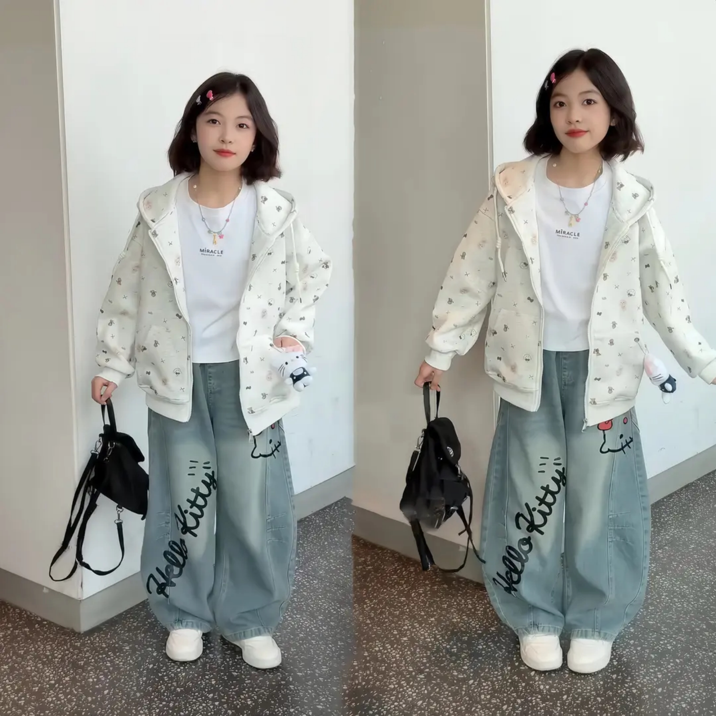 女童秋装洋气连帽外套两件套
