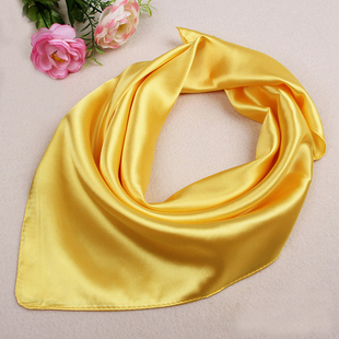 黄色小丝巾纯色小方巾银行酒店空姐4s店女士装饰丝巾百搭休闲围巾