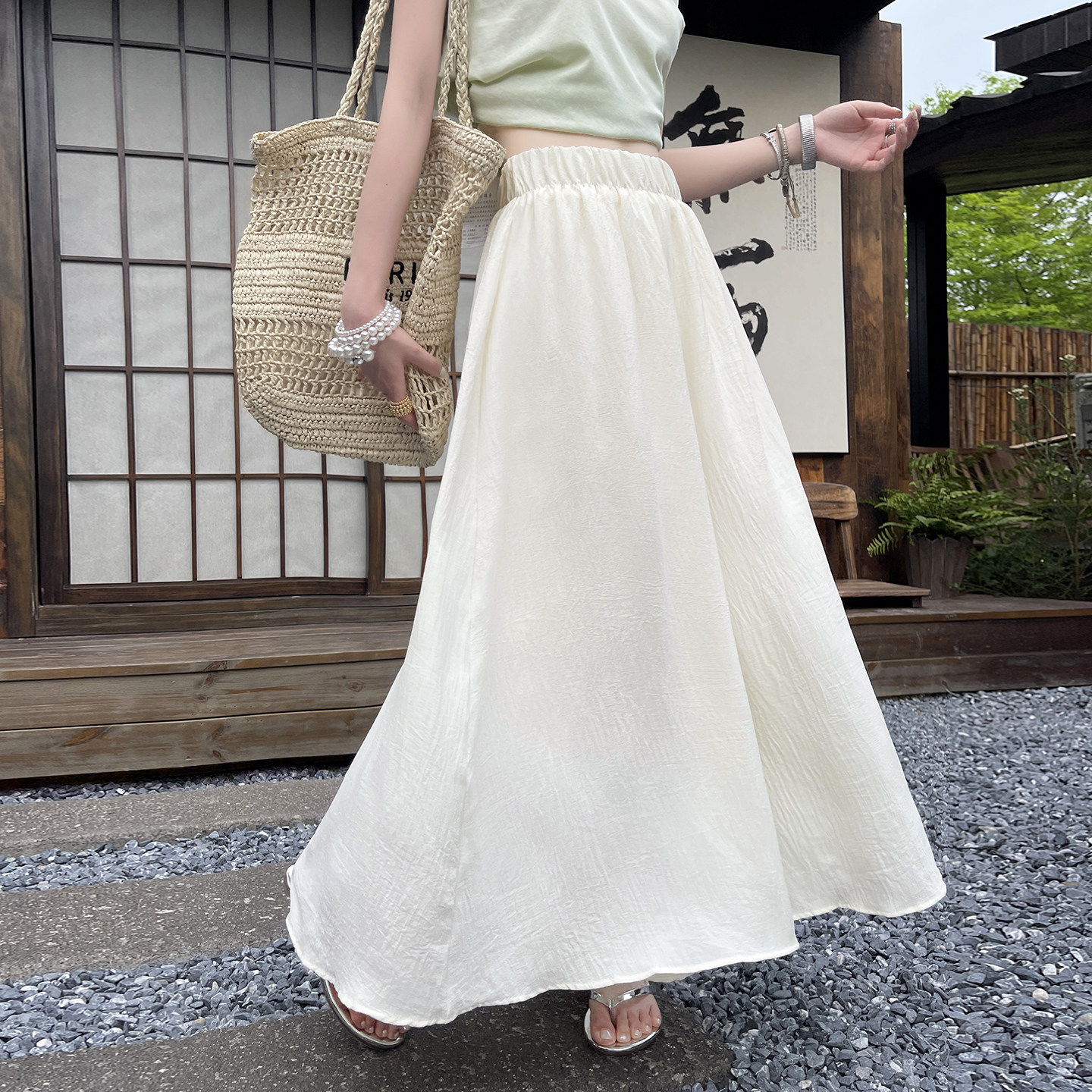 实拍2026夏季新款紫色裤裙高腰垂感显瘦休闲冰丝凉凉阔腿裤女