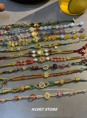 新中式手作宝石编绳女手链小众高级感天然石国风男手绳民族风手饰