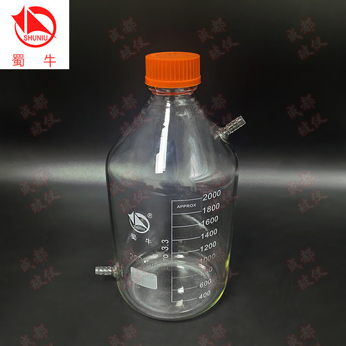 蜀牛高硼硅丝口瓶 具左下+右上倾斜宝塔咀黄盖瓶 100mL-30000mL