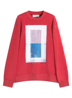 代购LANVIN浪凡男士卫衣保暖舒适棉红色日常休闲上衣爆款简约