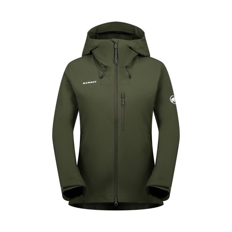 代购Mammut猛犸象女士软壳衣防风保暖透气冲锋衣连帽长袖户外外套