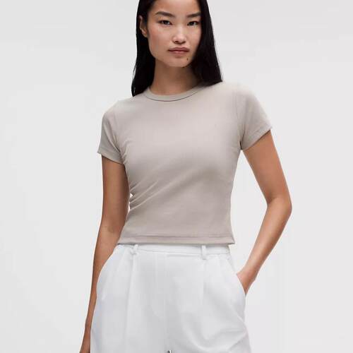 海外代购lululemon/露露乐蒙女士运动T恤透气吸汗罗纹修身